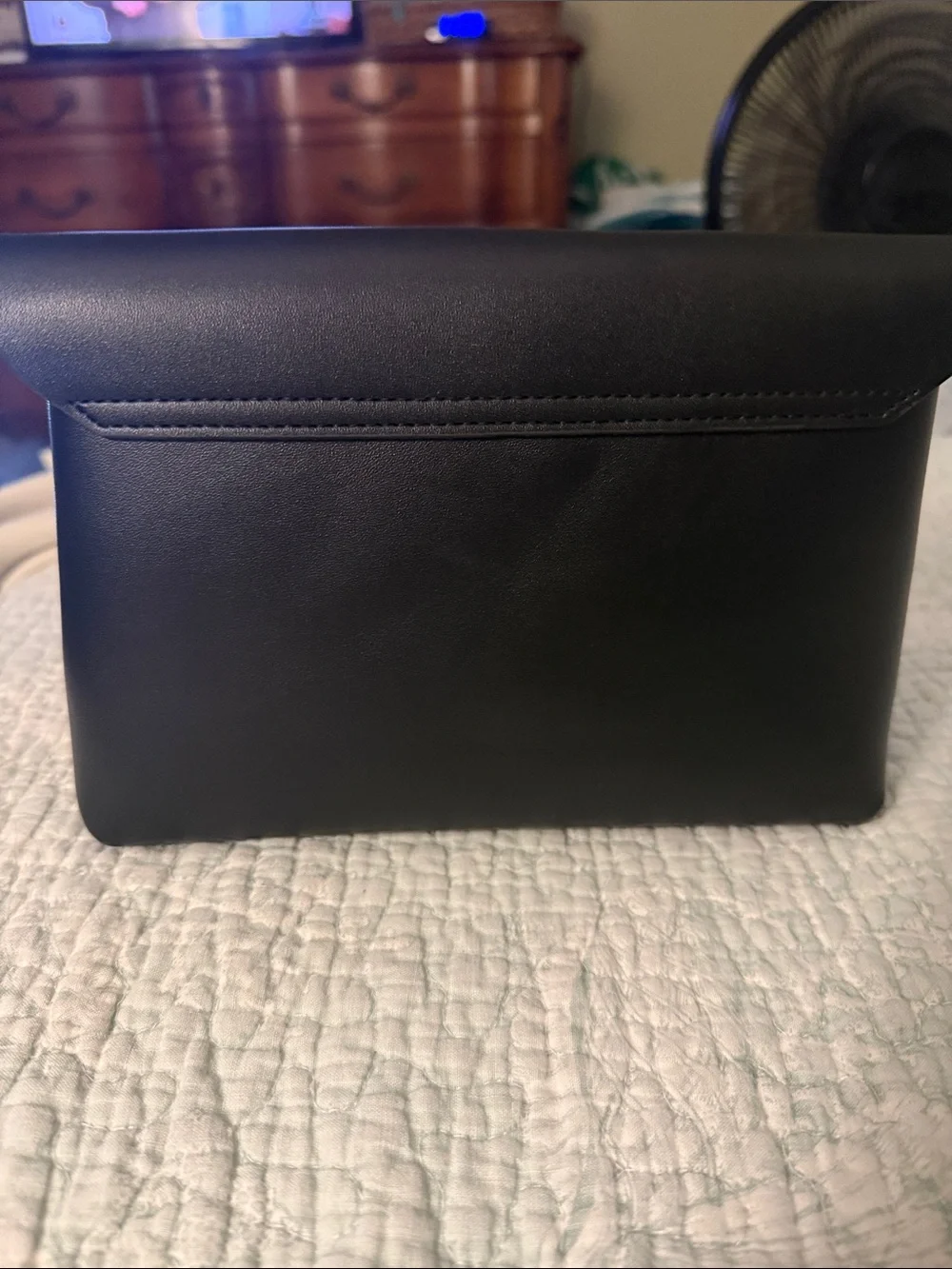 Classic Black Leather Cosmetic bag with Gold Turn-Lock